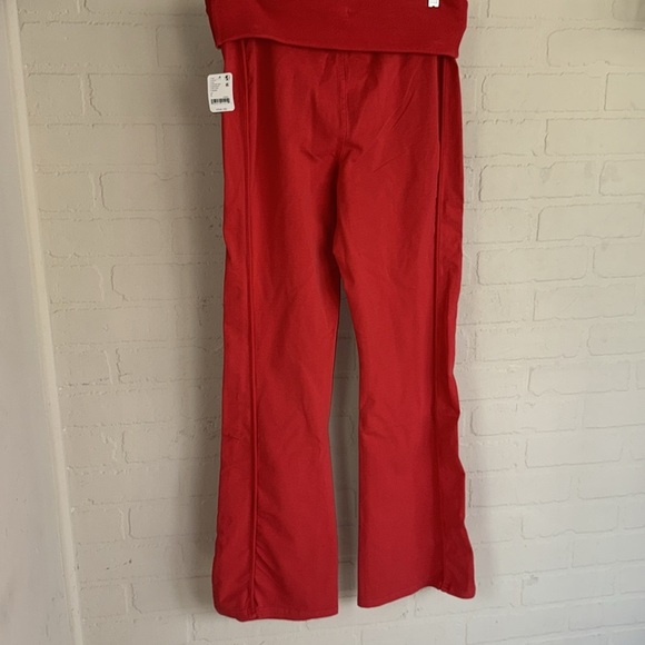 Free People joggers pants victory Red Flared gold over drawstring Large NEW - Picture 5 of 5